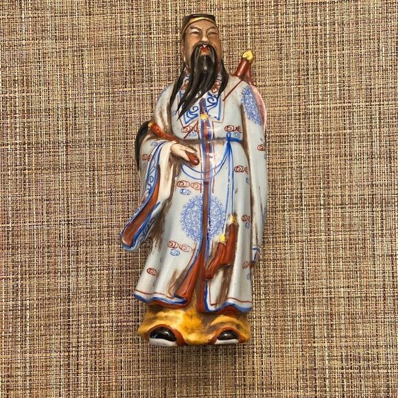 Vintage Ceramic Collectible Asian Chinese Deity Statue Figure Sword Shield - Picture 1 of 16